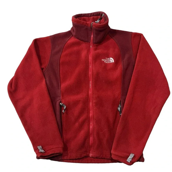 The North Face Red Fleece Zip Up Jacket Women's‎ Size Small - Picture 1 of 5